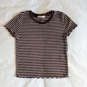 FREE With Purchase - Red / Burgundy & White Striped Crop Top / Shirt